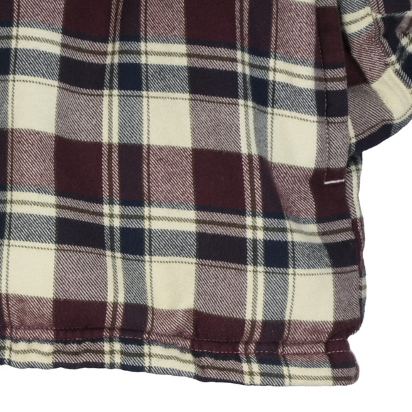 LL Bean Fleece Lined Flannel Shacket Mens Large Flannel Shirt Brown Side Pocket - Picture 4 of 11